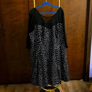 Black mesh and polka dot skater dress scarlett and jo sz 28